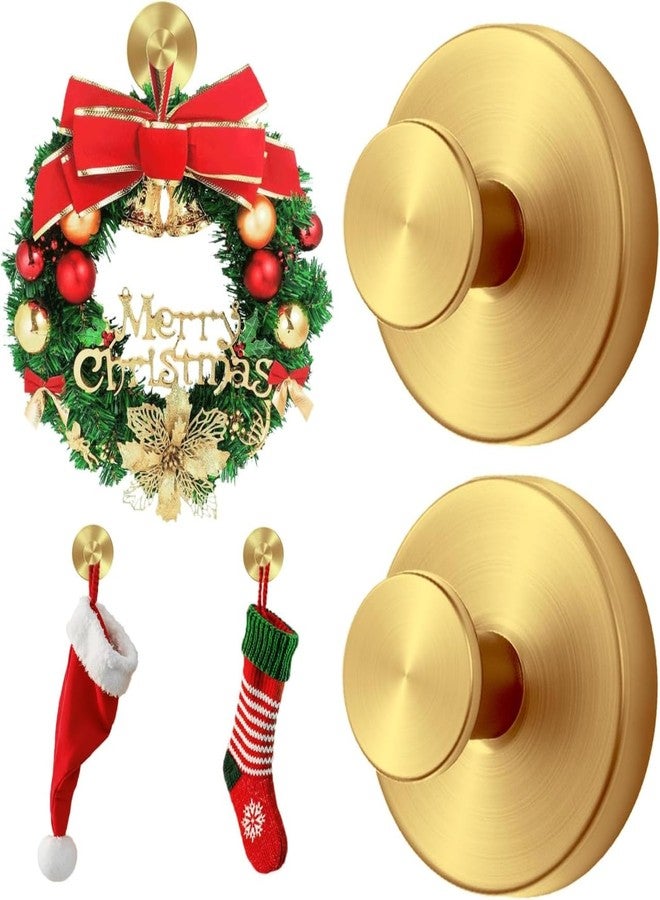 Guojanfon Ornament Hooks,Upgraded Suction Cup Hooks, Wreath Hangers for Front Door, Towel Racks, 2 in 1 Mantle Hanger, No Drill Garland Fireplace Stocking Hanger, for Christmas, Holiday, New Year(Gold, 2) - Image 1